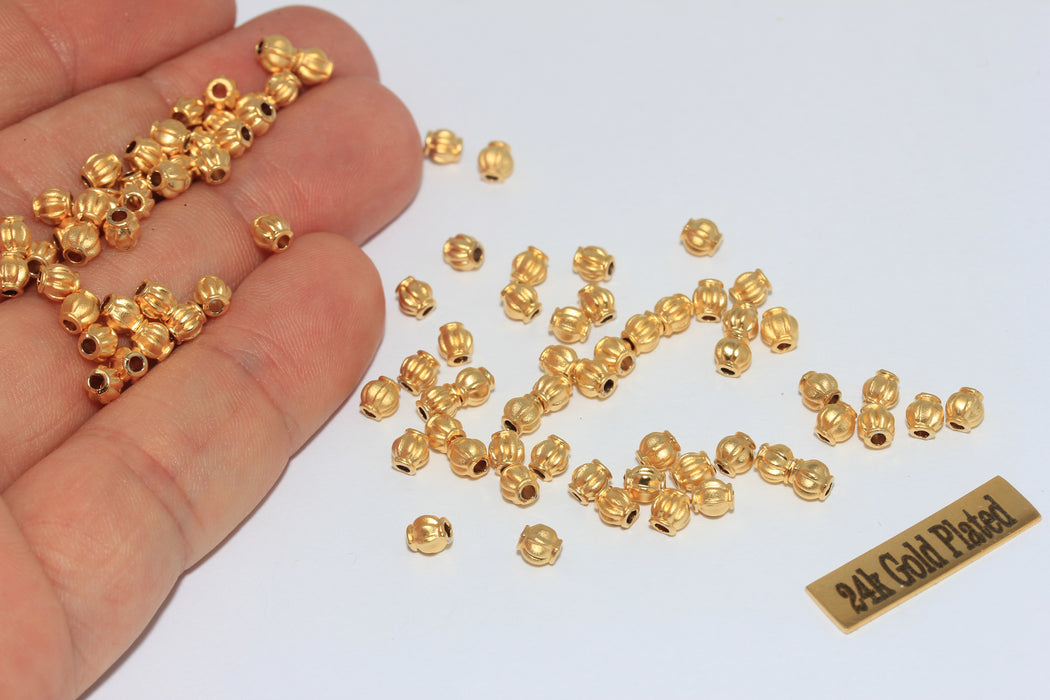 3,8x4,3mm 24k Matt Gold Ball Beads, Round Beads, MLS606