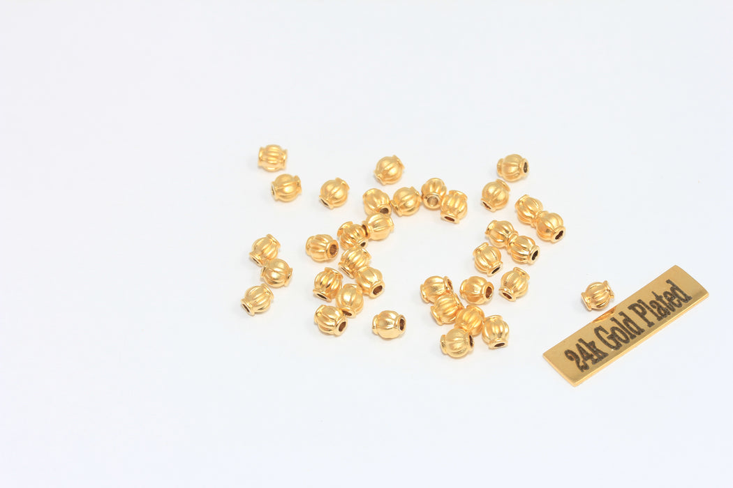 3,8x4,3mm 24k Matt Gold Ball Beads, Round Beads, MLS606