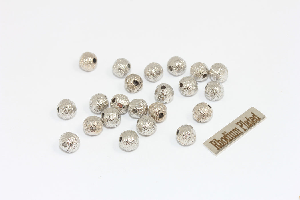 7mm Rhodium Plated Ball Beads, Round Ball Pendant, MLS377