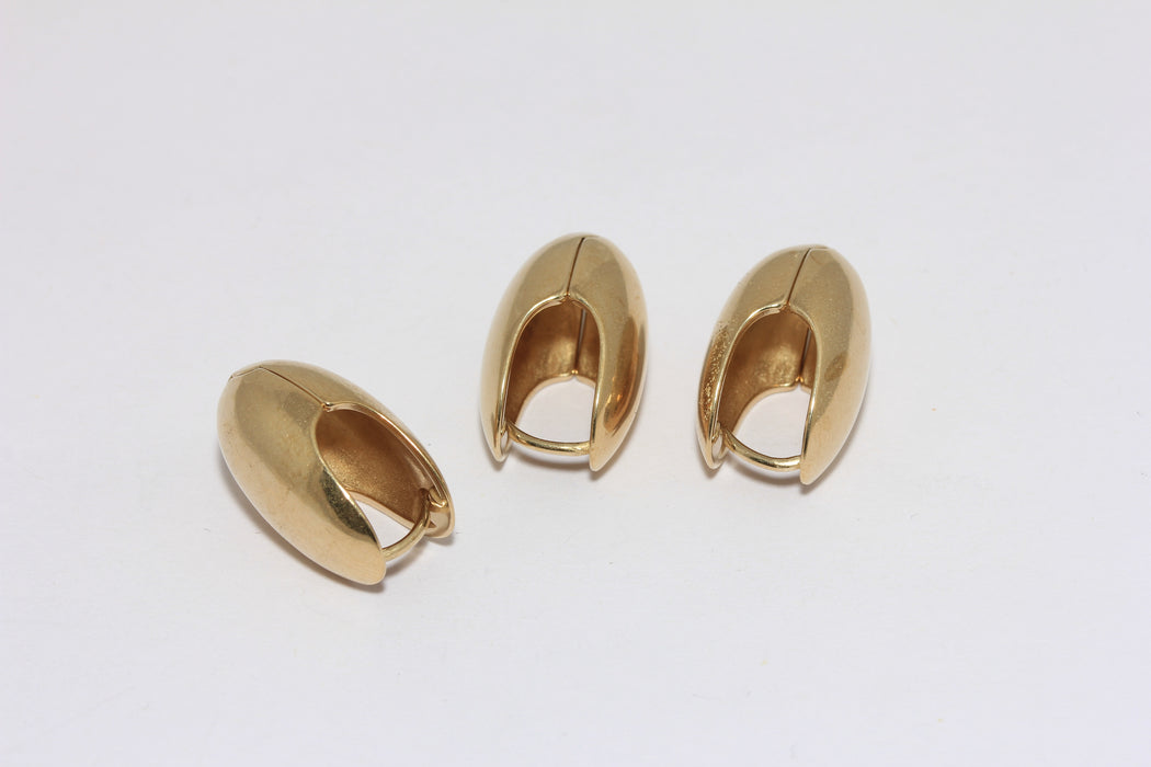 12x19mm Raw Brass Earring Clasps, Drop Hoop Earrings, Oval Puffed Earrings, BDS14