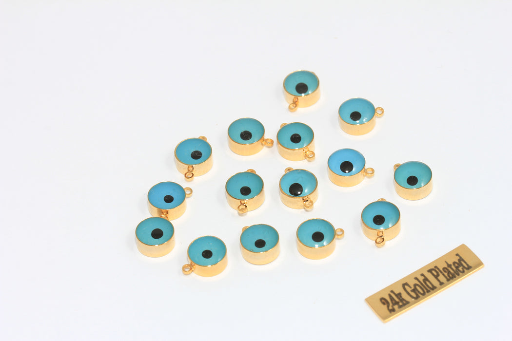 8x10mm 24 Ayar Parlak Altın Nazar Boncuğu, Nazar Boncukları, MLS311