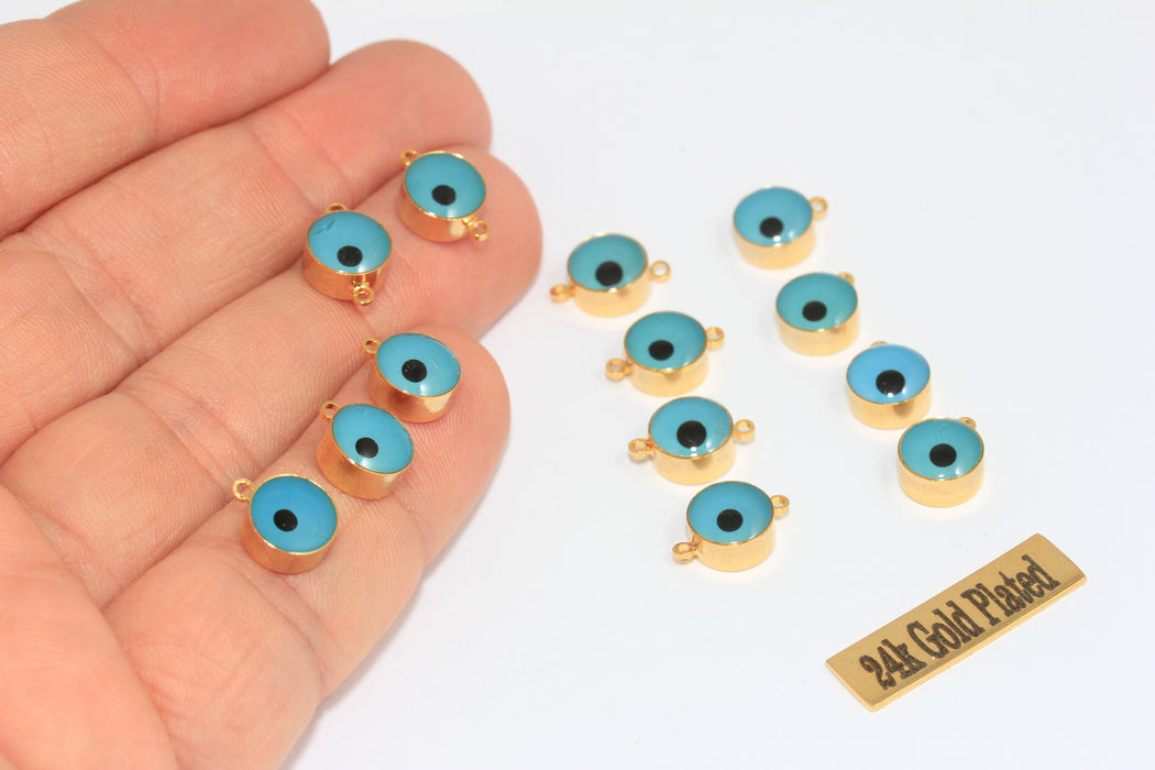 8x10mm 24 Ayar Parlak Altın Nazar Boncuğu, Nazar Boncukları, MLS311