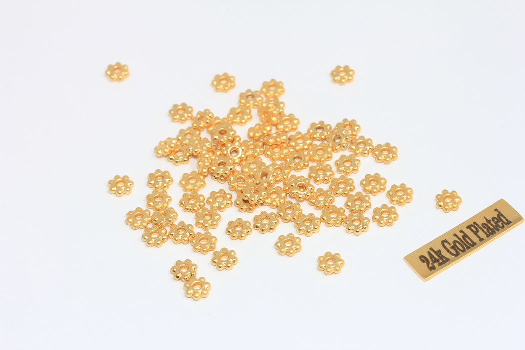 5,5mm 24k Matt Gold Snowflake Connector Beads, Flower Beads MLS59