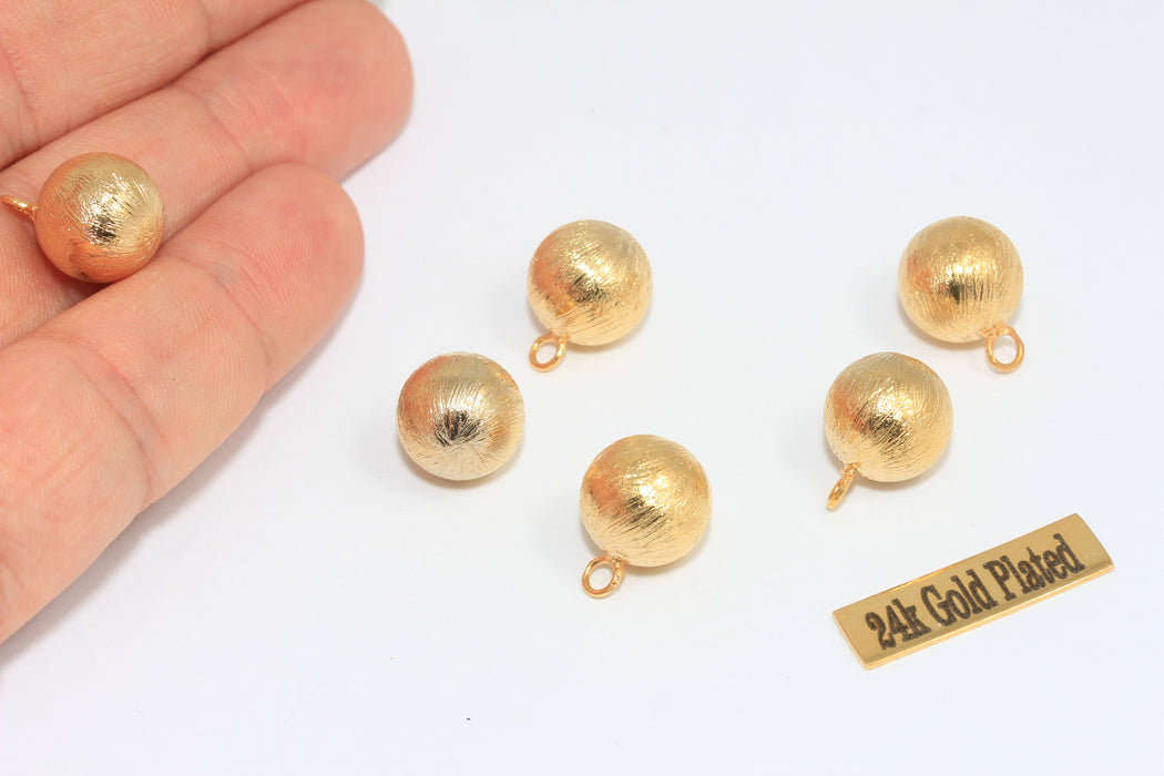 12mm 24k Shiny Gold Ball Beads, Drop Ball Beads, Ball Bracelet Charms, Ball Spacer Beads, MLS750