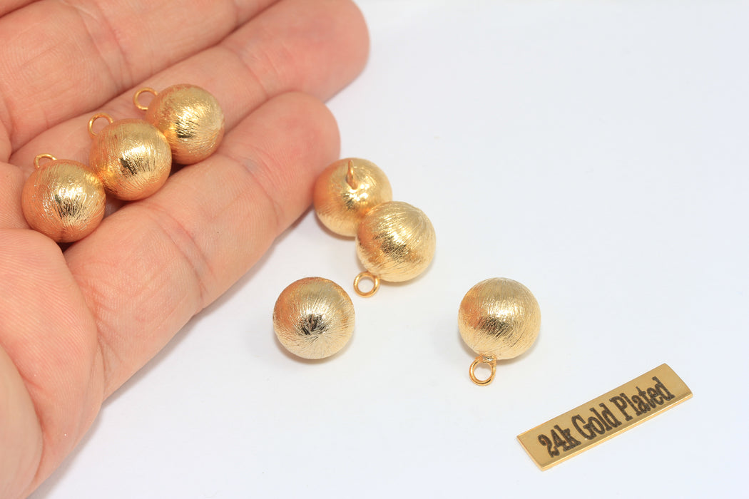 12mm 24k Shiny Gold Ball Beads, Drop Ball Beads, Ball Bracelet Charms, Ball Spacer Beads, MLS750