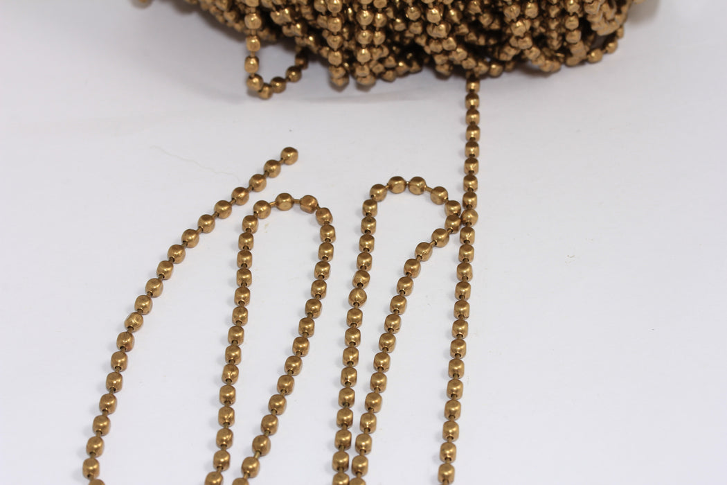 3,2mm Raw Brass Ball Chain, Tiny Brass Lace Ball Chain, Cube Necklace Chain, BXB451-3