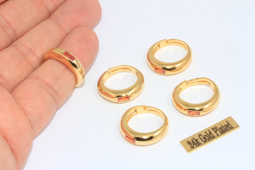 16-17mm 24k Shiny Gold Micro Pave Rings, Dainty Rings,    MLS785