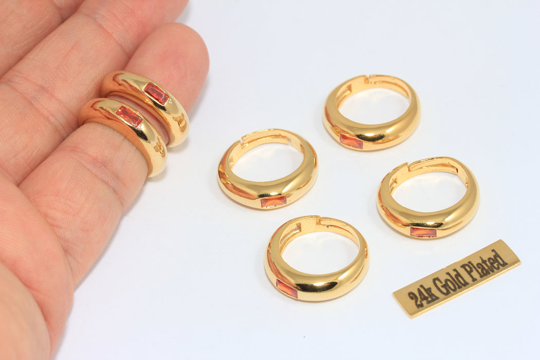 16-17mm 24k Shiny Gold Micro Pave Rings, Dainty Rings,    MLS785