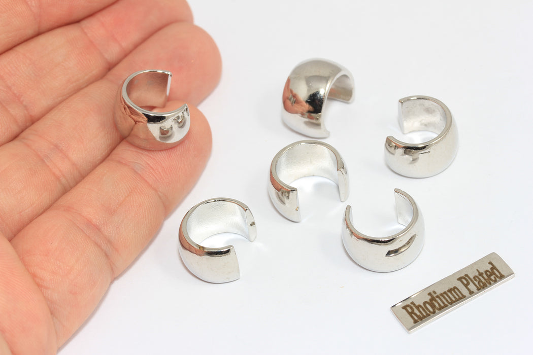 9mm Rhodium Plated Ear Cuffs, Ear Cuff Non Pierced, Silver Ear Cuffs, Minimalist Hoop Earrings, Silver Plated Earrings, MLS384