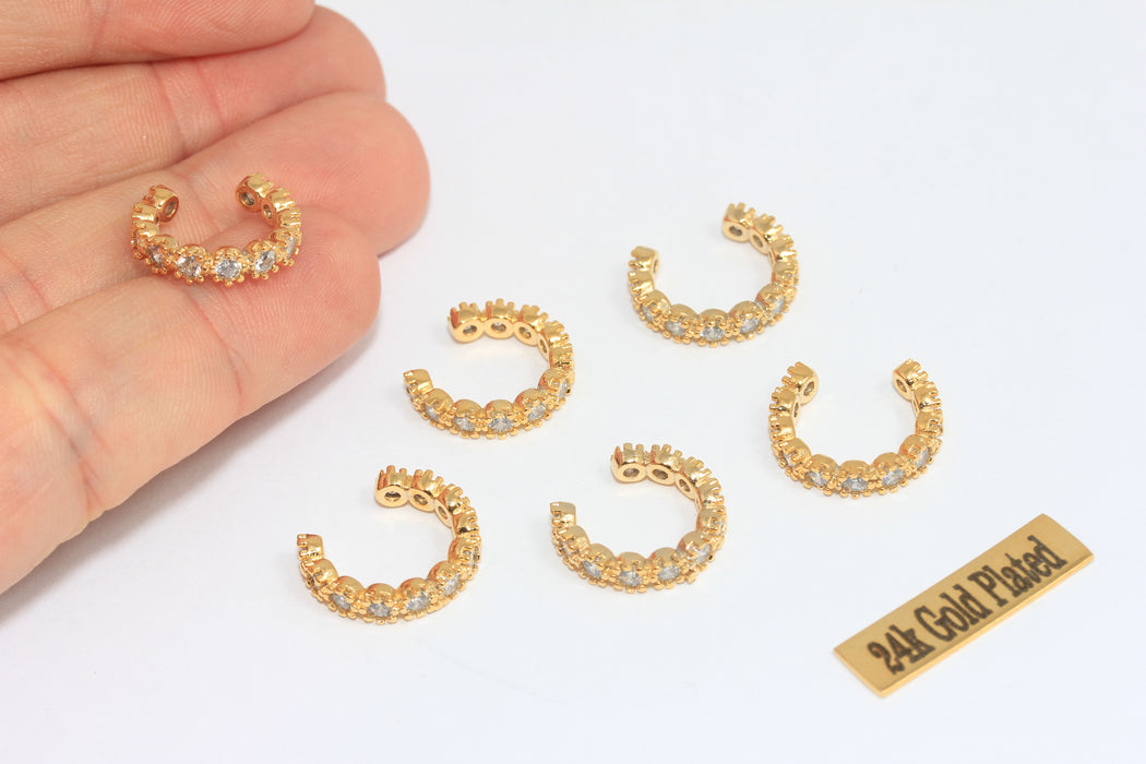 17mm 24k Shiny Gold Micro Pave Ear Cuffs, Dainty Ear Cuffs, MLS448