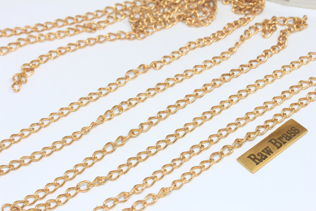 Raw Brass Extender Chains, Brass Curb Chains,