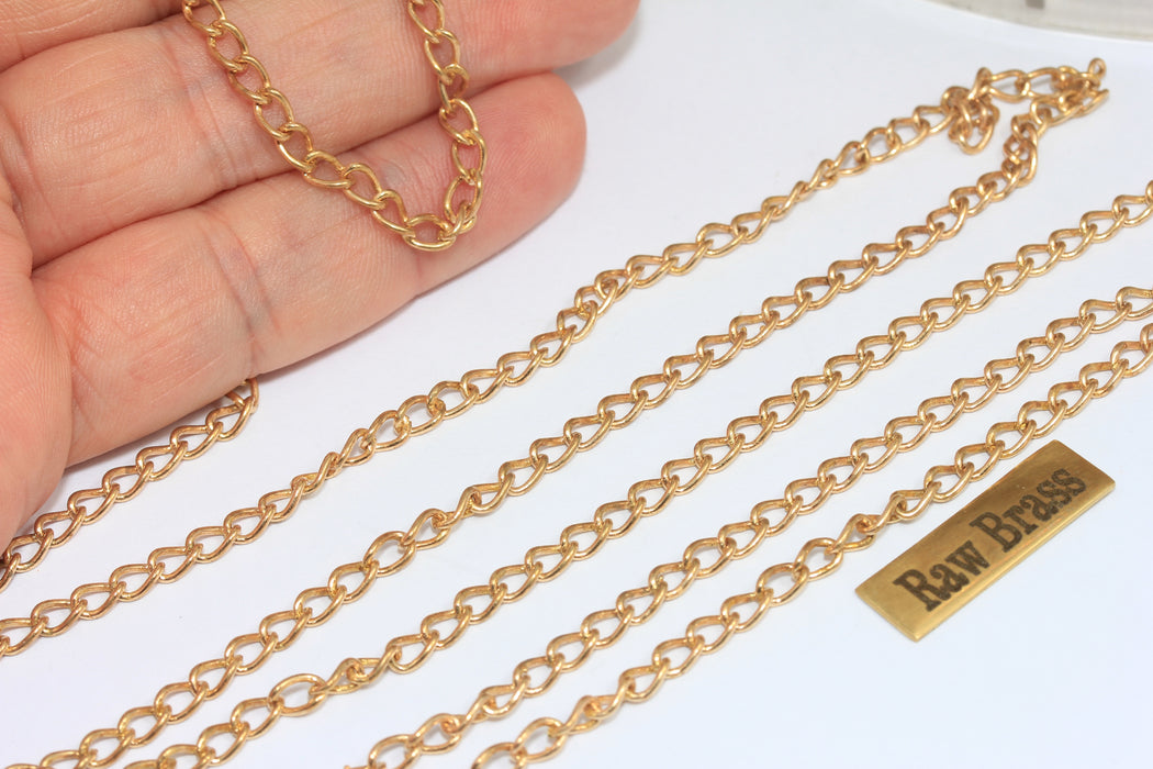 Raw Brass Extender Chains, Brass Curb Chains,