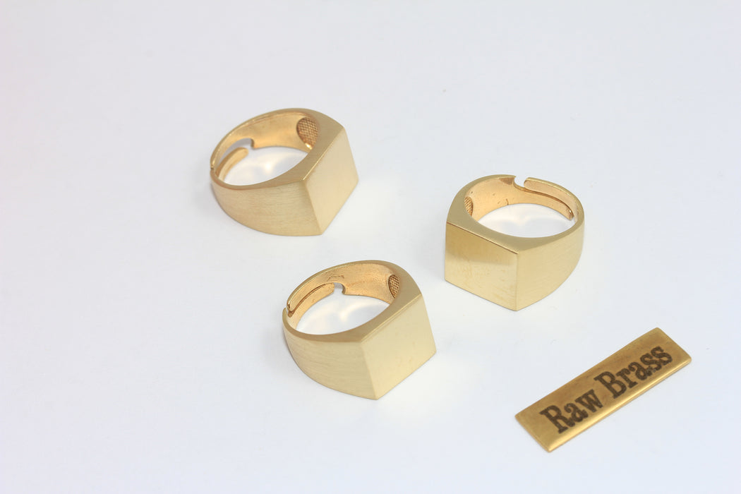 16-17 mm Ham Pirinç Kare Yüzükler, El Yapımı Kare Yüzükler, SLM998