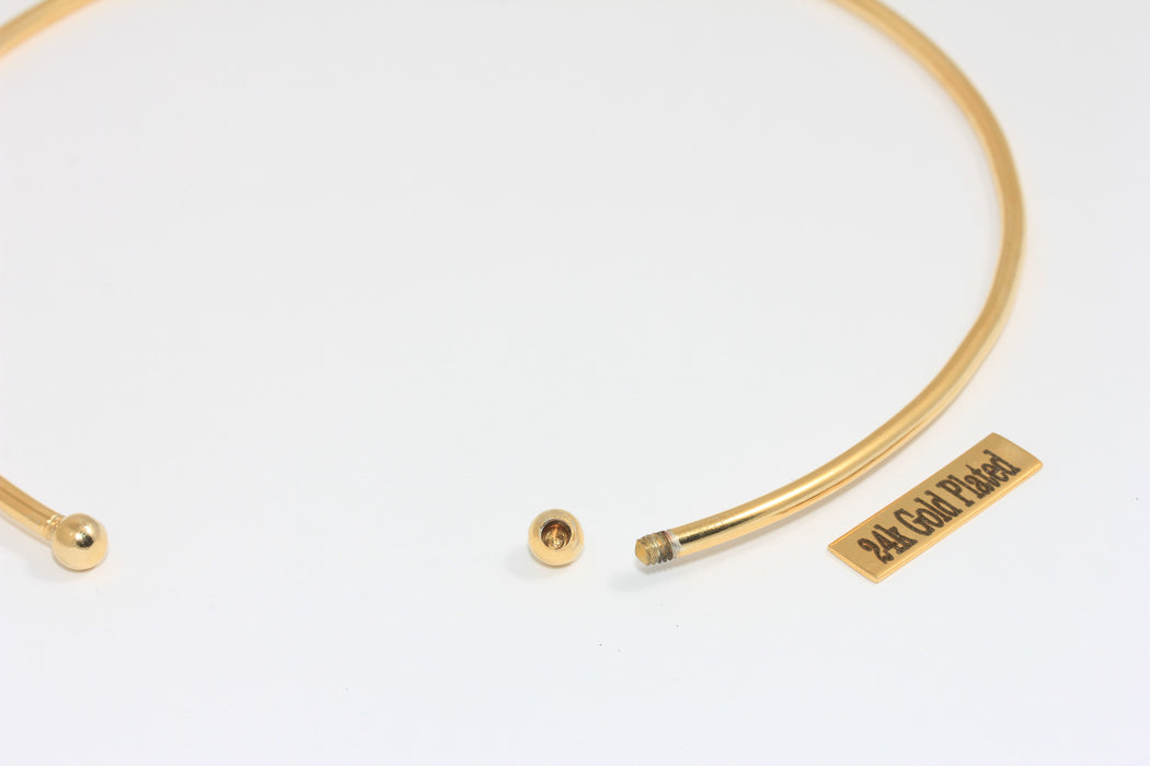 24 Ayar Parlak Altın Gerdanlık, Tel Gerdanlık Kolye, Ayarlanabilir CHK5-1