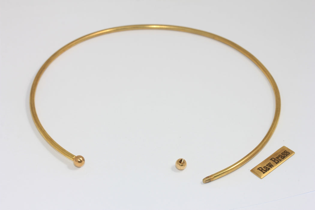 3mm Raw Brass Choker Necklace, Open Cuff Necklace, Tiny Brass Stacking Necklace, Wire Neck Cuff, BXB186-8