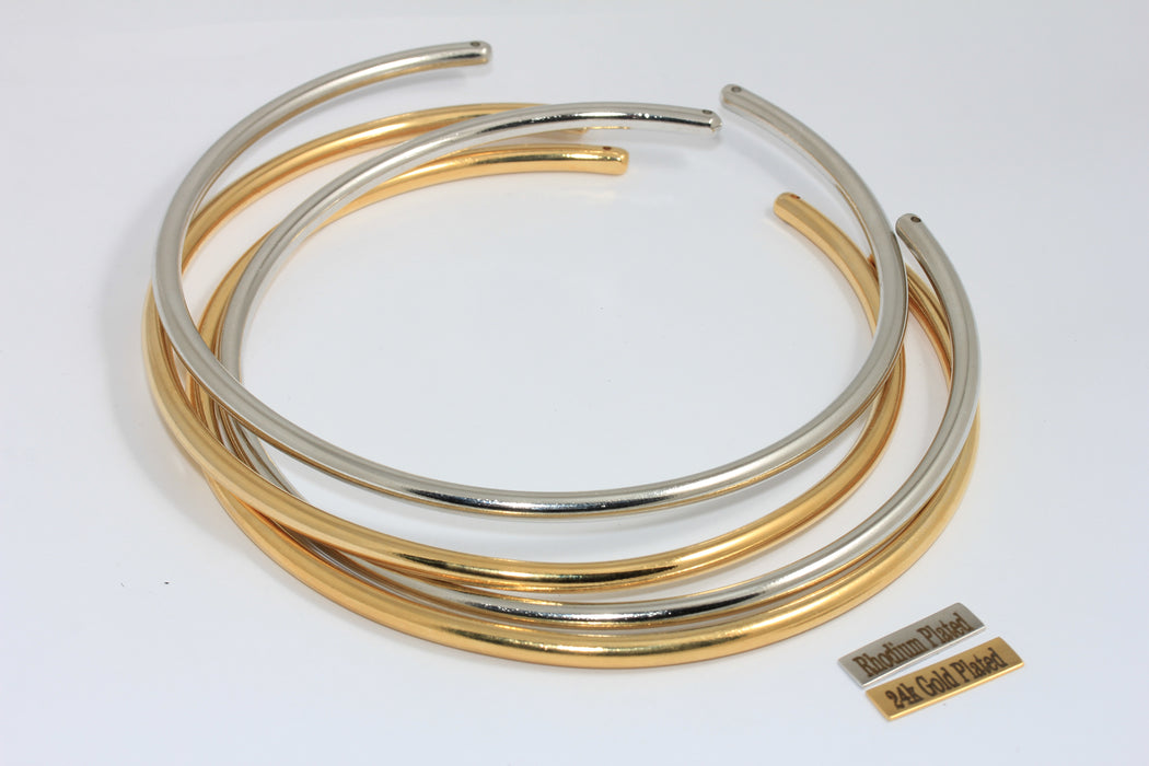 5mm 24k Shiny Gold Or Rhodium Plated Wire Choker Necklace, Choker Necklace Cuff, Wire Neck Cuff Necklace,