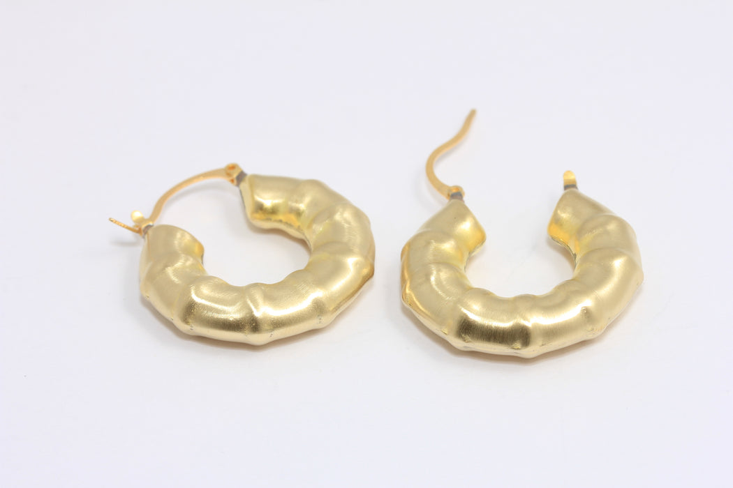 30mm Raw Brass Hoop Earrings, Textured Earring Hoops, Bone Earrings, Brass Midi Hoops, KPT68