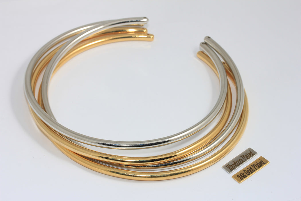 5mm 24k Shiny Gold Or Rhodium Plated Wire Choker Necklace, Choker Necklace Cuff, Wire Neck Cuff Necklace,