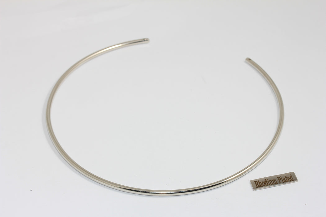 3mm Rhodium Plated Choker, Wire Choker Necklace, Adjustable Choker Settings, Dainty Neck Cuff, Necklace, Silver Plated Findings, CHK588-3