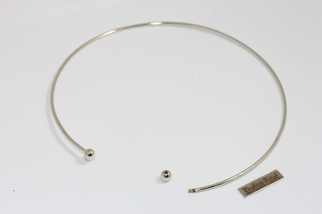 Collana girocollo con filo sottile placcato rodio da 2 mm, collana girocollo con sfere a vite regolabili, BXB151-7