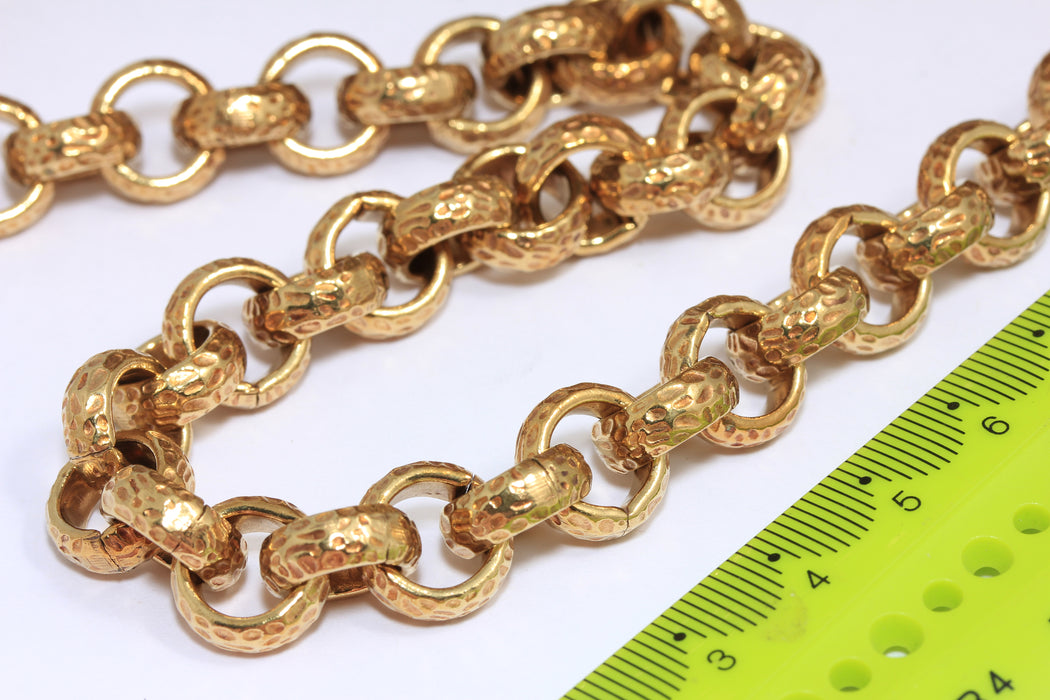 Catena Rolo in ottone grezzo da 12 mm, catena saldata, catena in grandi quantità, catena a maglie ad anello, catena Rolo testurizzata, BXB477