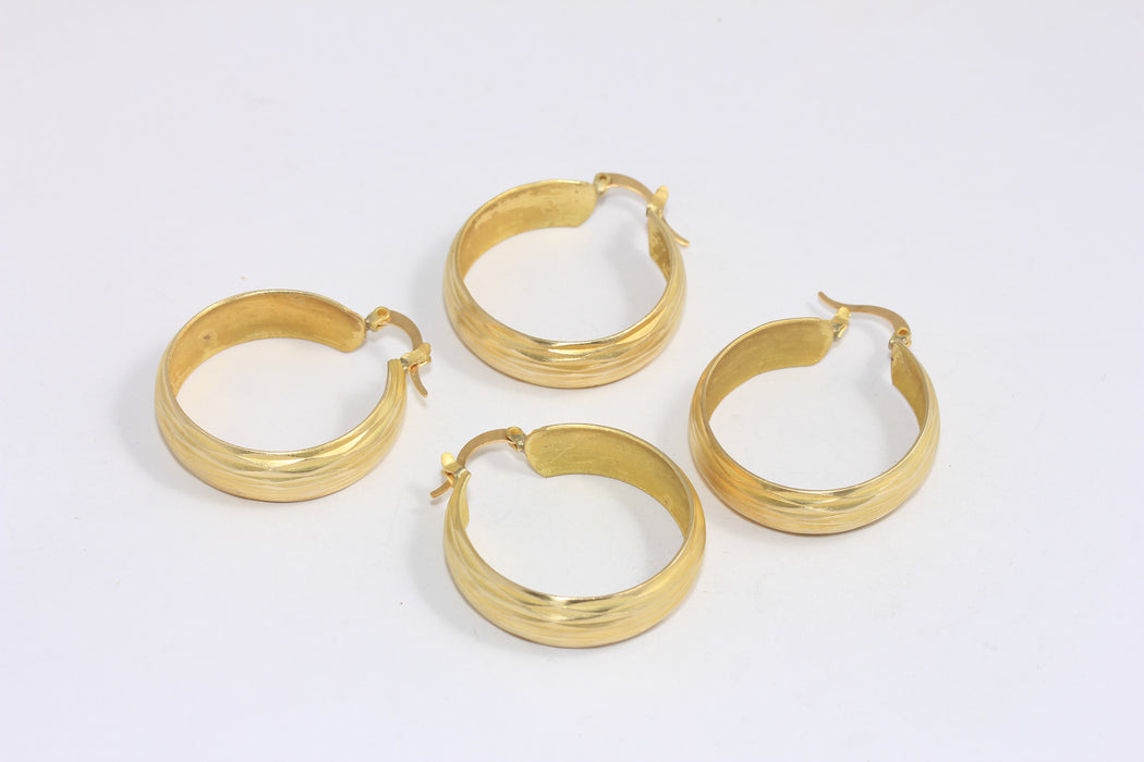 30mm Raw Brass Earrings, Midi Hoop Earrings, Brass Round Earrings, Textured Hoops, BXB462