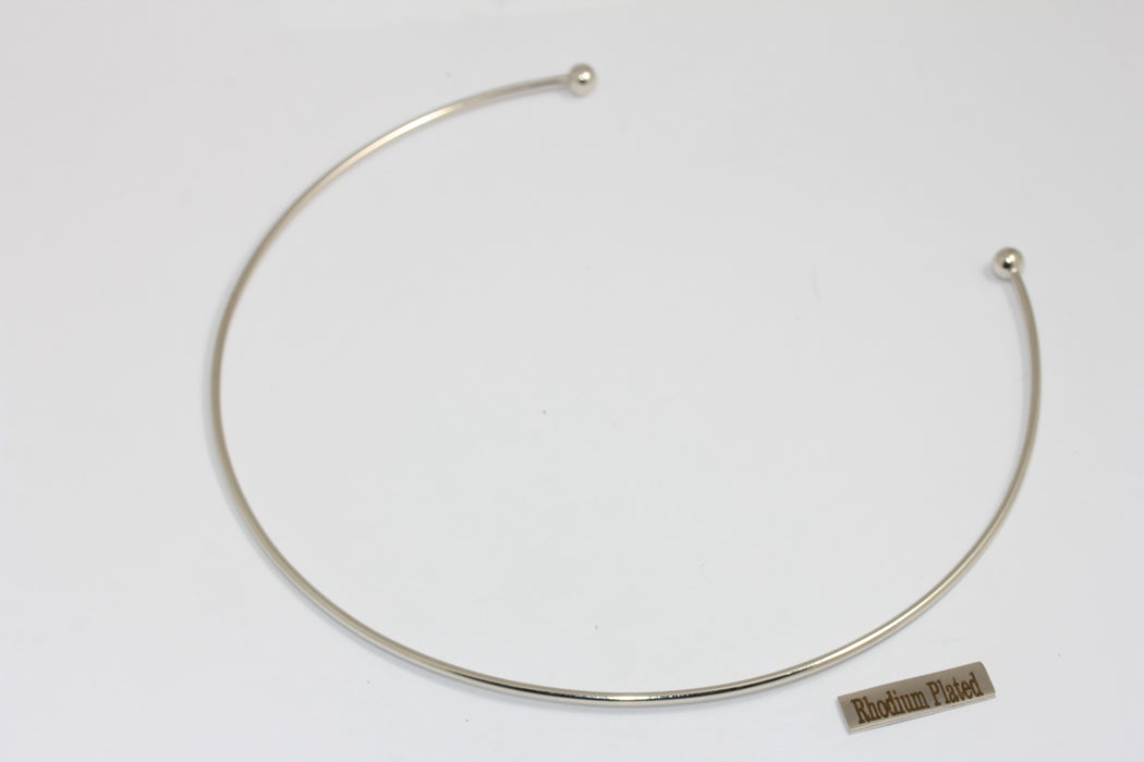 Collana girocollo placcata rodio da 2 mm, collana girocollo in filo metallico, collana regolabile, CHK328-2