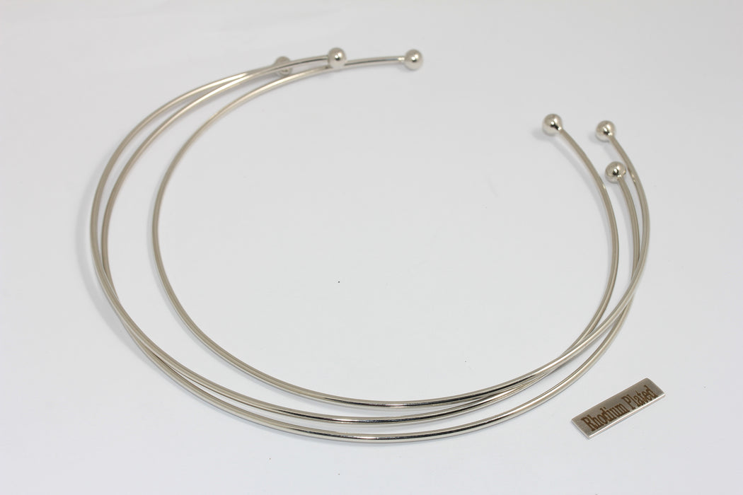 Collana girocollo placcata rodio da 2 mm, collana girocollo in filo metallico, collana regolabile, CHK328-2