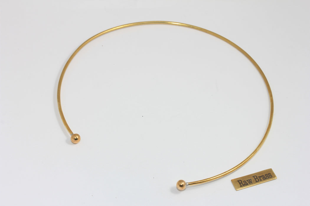 2mm Raw Brass Ball Choker, Wire Choker Necklace, Adjustable Choker Settings, Dainty Neck Cuff, Necklace, Raw Brass Findings, BXB99-5