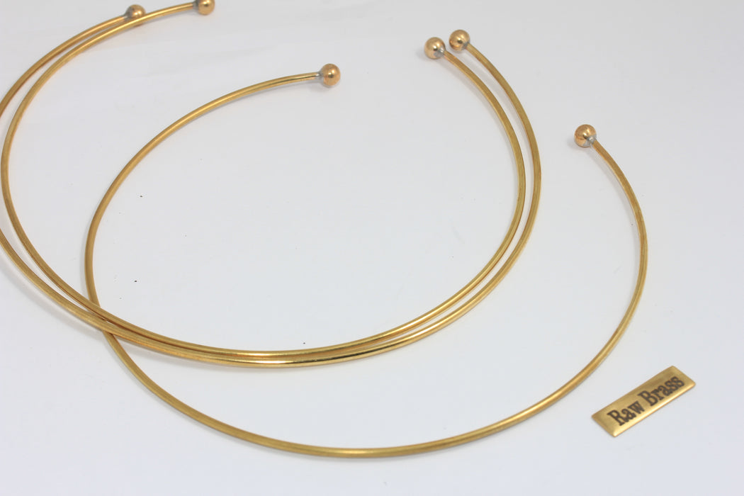 2mm Raw Brass Ball Choker, Wire Choker Necklace, Adjustable Choker Settings, Dainty Neck Cuff, Necklace, Raw Brass Findings, BXB99-5