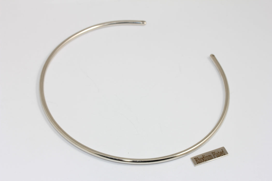 3,5mm Rhodium Plated Choker, Adjustable Thin Choker, Wire Choker Necklace, BXB390-5