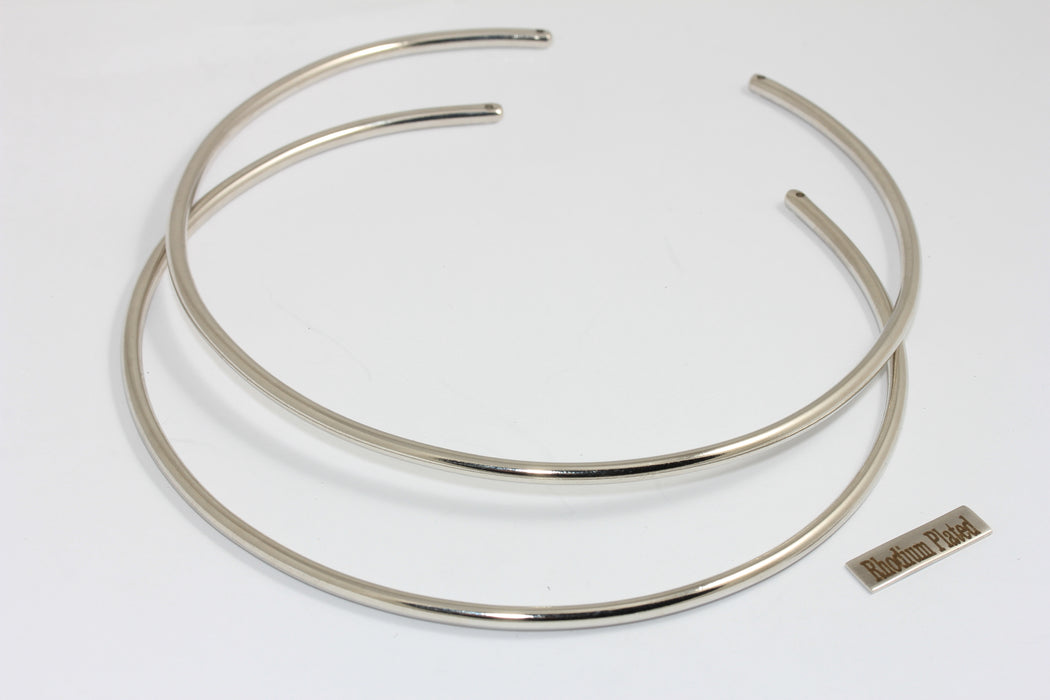 3,5mm Rhodium Plated Choker, Adjustable Thin Choker, Wire Choker Necklace, BXB390-5