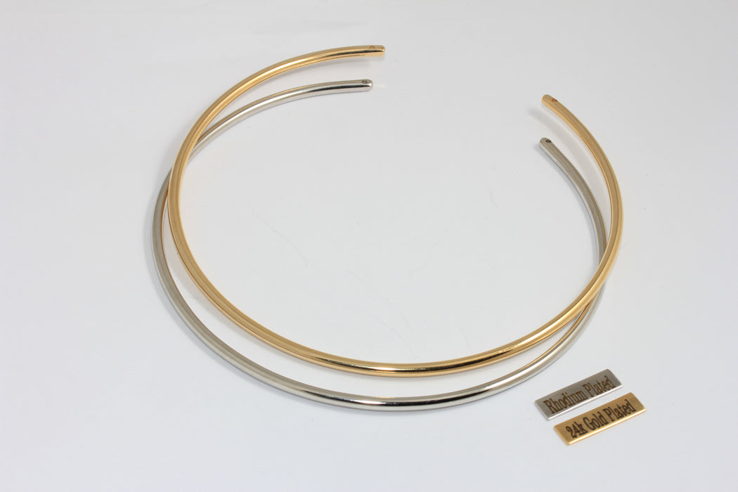 3,5mm 24k Shiny Gold Or Rhodium Plated Wire Choker Necklace, Choker Necklace Cuff, Wire Neck Cuff Necklace,