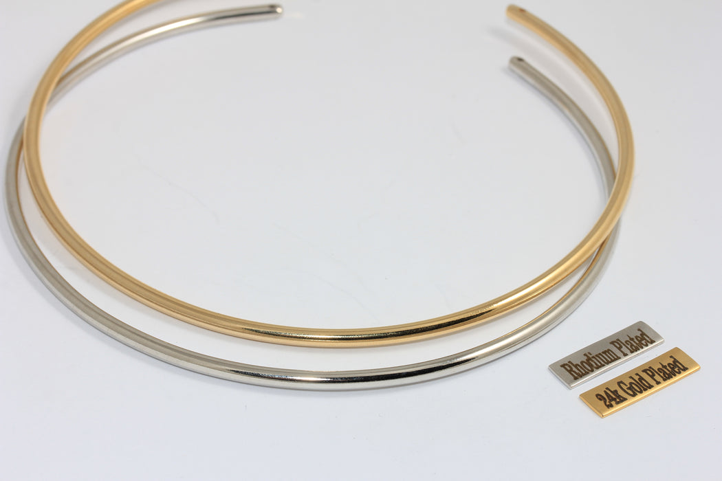 3,5mm 24k Shiny Gold Or Rhodium Plated Wire Choker Necklace, Choker Necklace Cuff, Wire Neck Cuff Necklace,