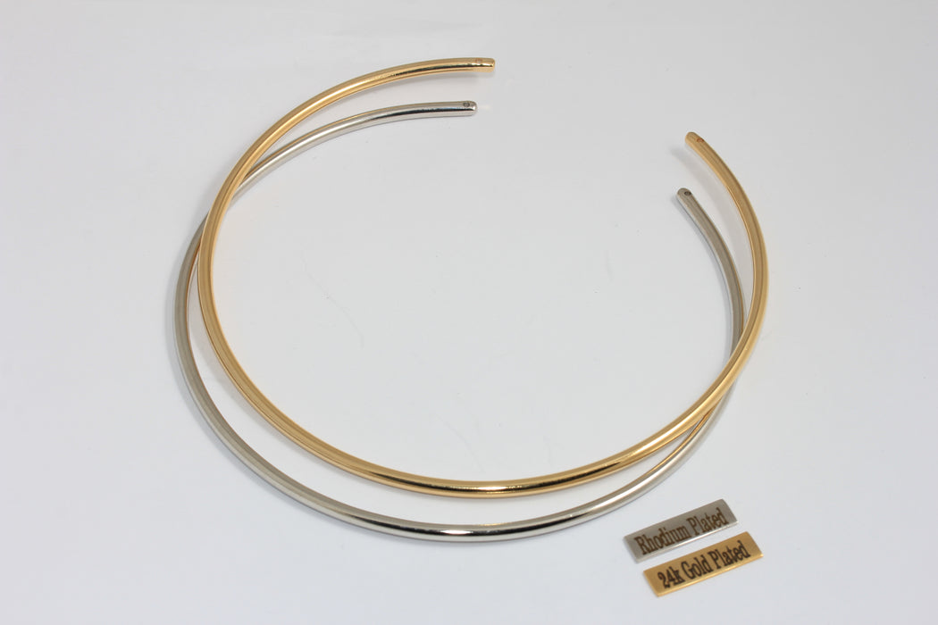 3,5mm 24k Shiny Gold Or Rhodium Plated Wire Choker Necklace, Choker Necklace Cuff, Wire Neck Cuff Necklace,
