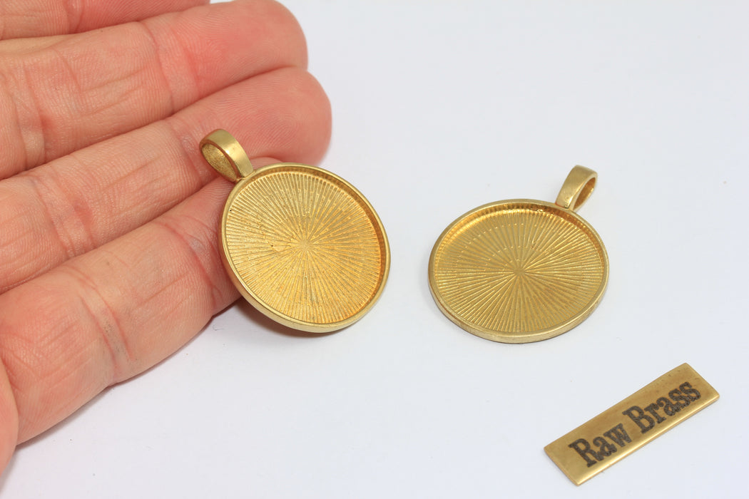 26x35 mm Ham Pirinç Madalyon Tılsımı, Çerçeve Kabaşon Tılsımları, KDR3