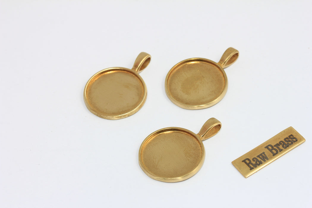 22x31mm Ham Pirinç Madalyon Tılsımı, Çerçeve Kabaşon Tılsımları, KDR4