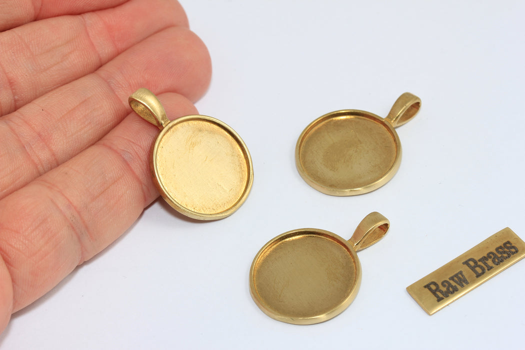 22x31mm Ham Pirinç Madalyon Tılsımı, Çerçeve Kabaşon Tılsımları, KDR4