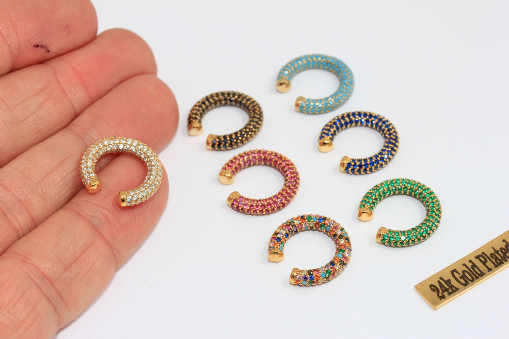 16 mm Rodyum Kaplamalı CZ Mikro Taşlı Kulak Manşetleri, Zarif Kulak Manşetleri, Turkuaz Taşlı Mikro Taşlı Kulak Manşeti, Gümüş Kaplama Küpeler, MLS688