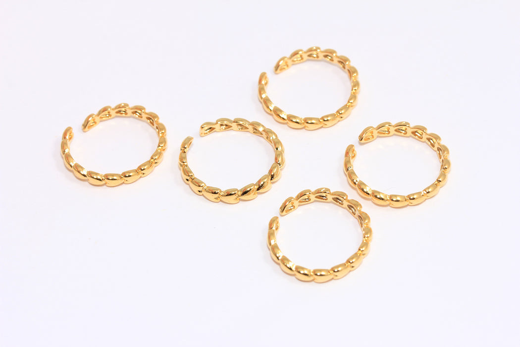 17mm 24k Shiny Gold Heart Ring, String Rings, Heart Textured Ring, MLS517
