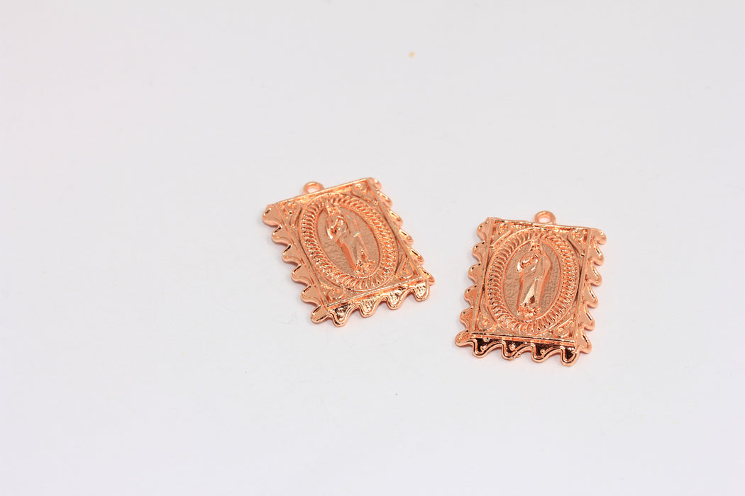 20x27mm Gül Altın Kaplama Meryem Ana Meryem Ana Tılsımı, Meryem Ana Kolye, MTE1216