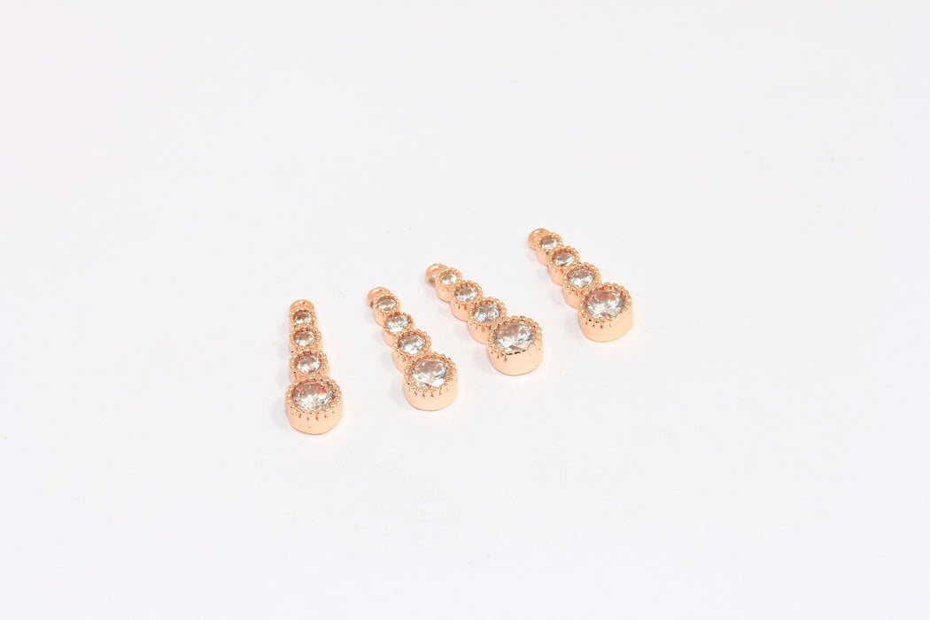 5x17 mm Gül Altın Kaplama CZ Kolye, CZ Çubuk Takılar, Beyaz Taş Damla Takılar, MTE1385