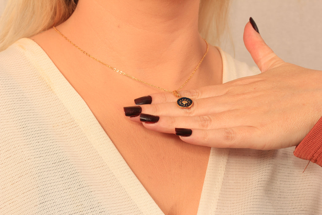 Collana a forma di cuore in oro lucido 24k da 17'', collana a forma di cuore in smalto rosso,