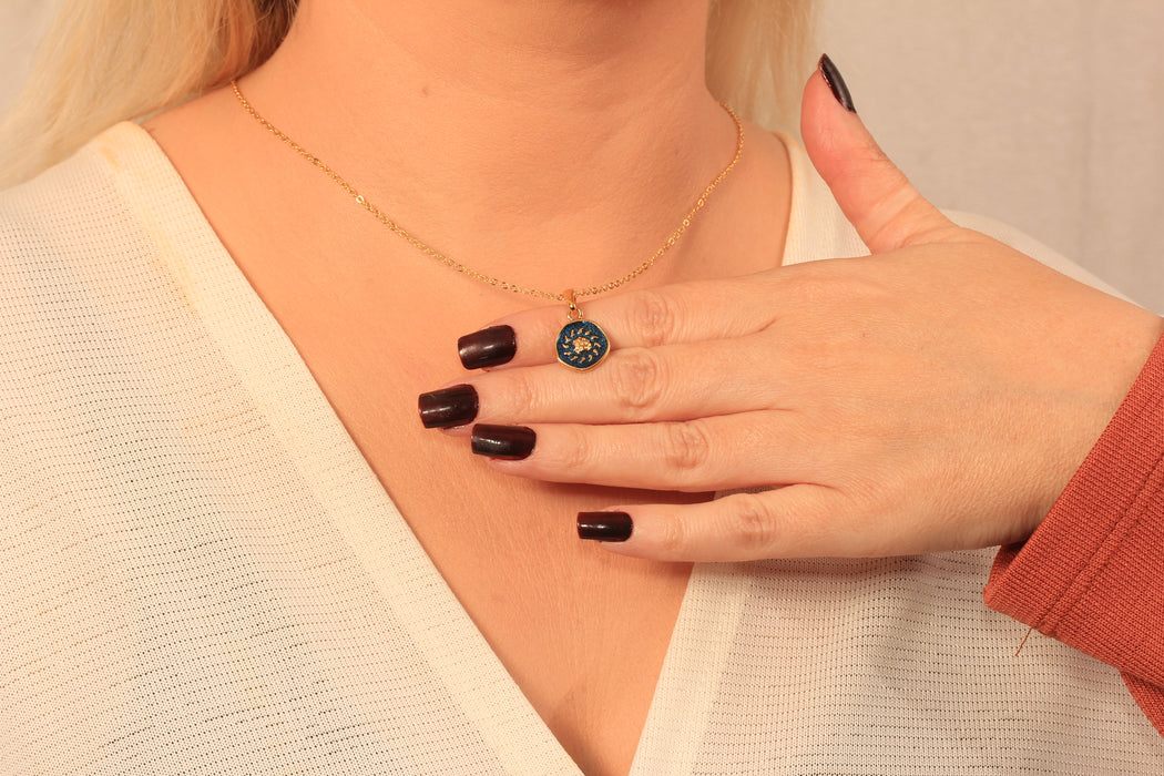 Gold Necklace With Sun Coin Charm
