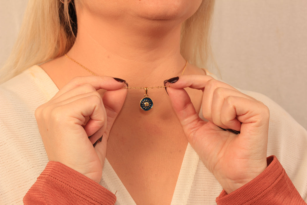 Collana a forma di cuore in oro lucido 24k da 17'', collana a forma di cuore in smalto rosso,