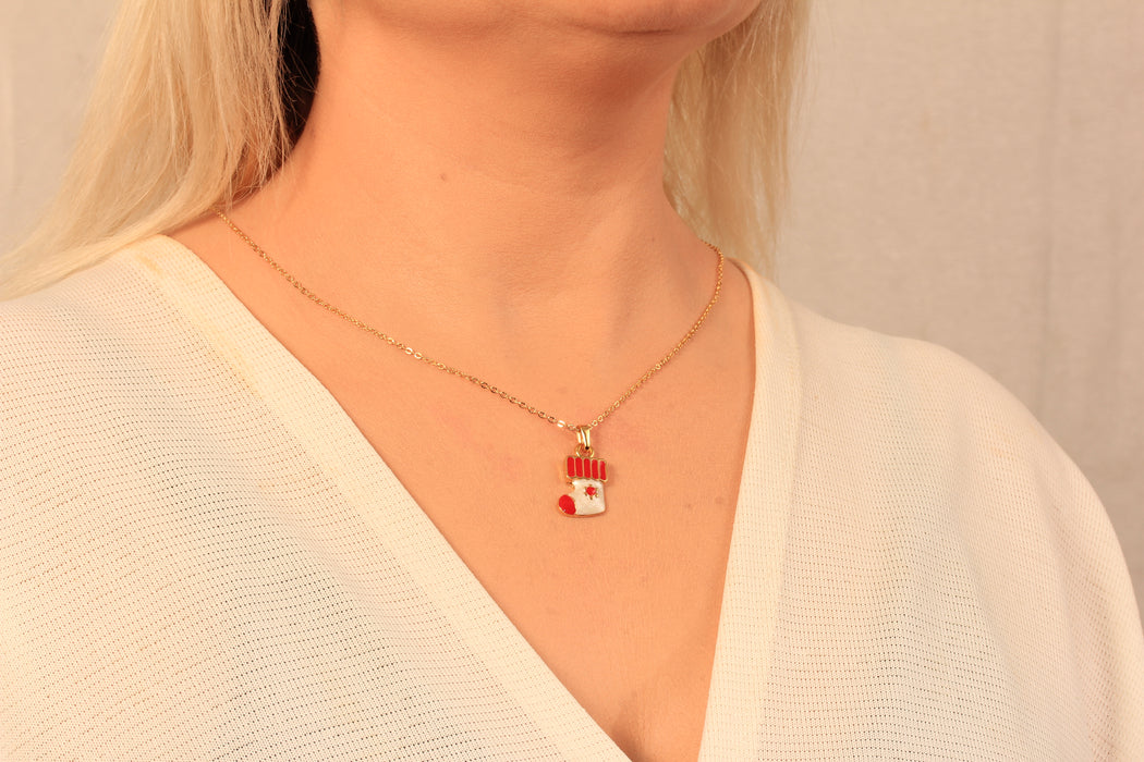 Collana a forma di cuore in oro lucido 24k da 17'', collana a forma di cuore in smalto rosso,