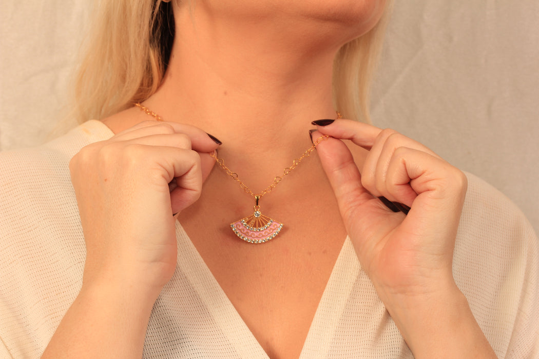 Collana a forma di cuore in oro lucido 24k da 17'', collana a forma di cuore in smalto rosso,