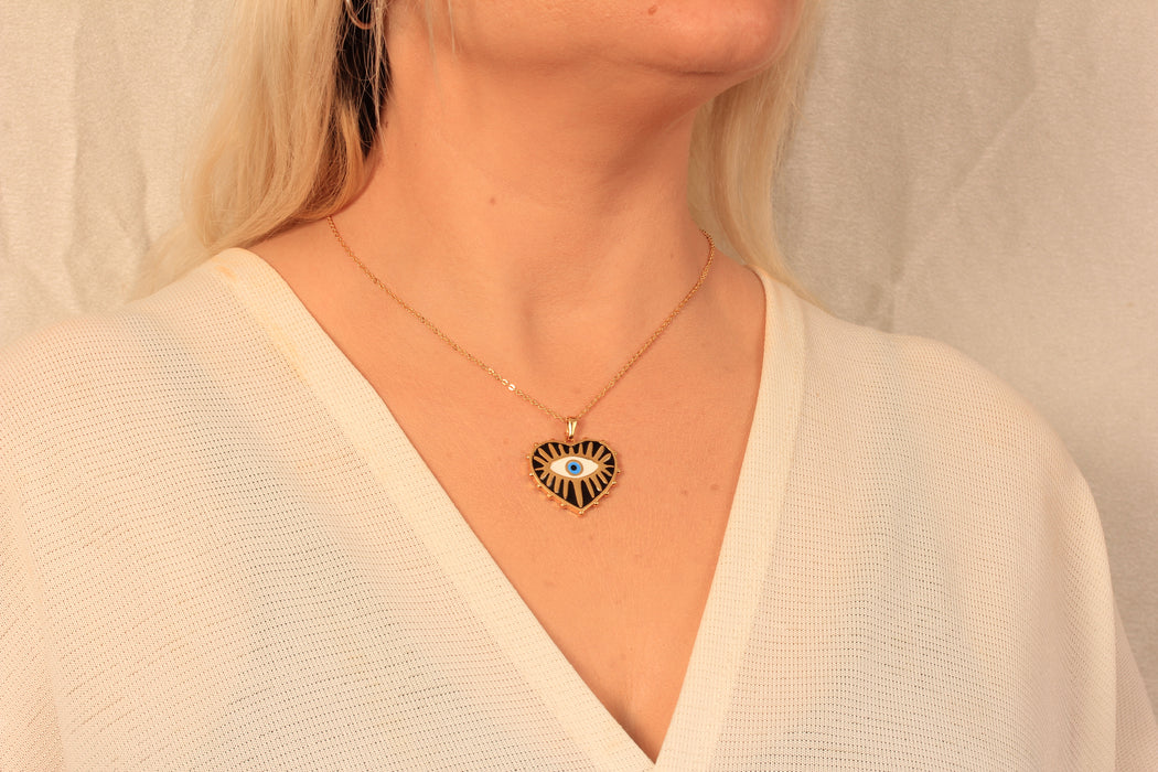 Collana a forma di cuore in oro lucido 24k da 17'', collana a forma di cuore in smalto rosso,