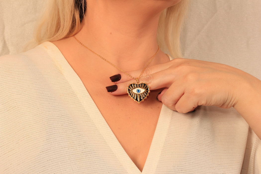 Collana a forma di cuore in oro lucido 24k da 17'', collana a forma di cuore in smalto rosso,