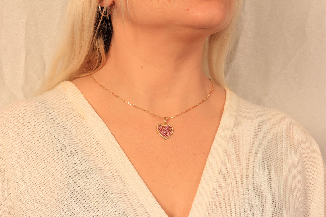 Gold Necklace With Cubic Zirconia Heart Charm